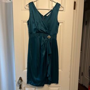 Dark teal silk dress